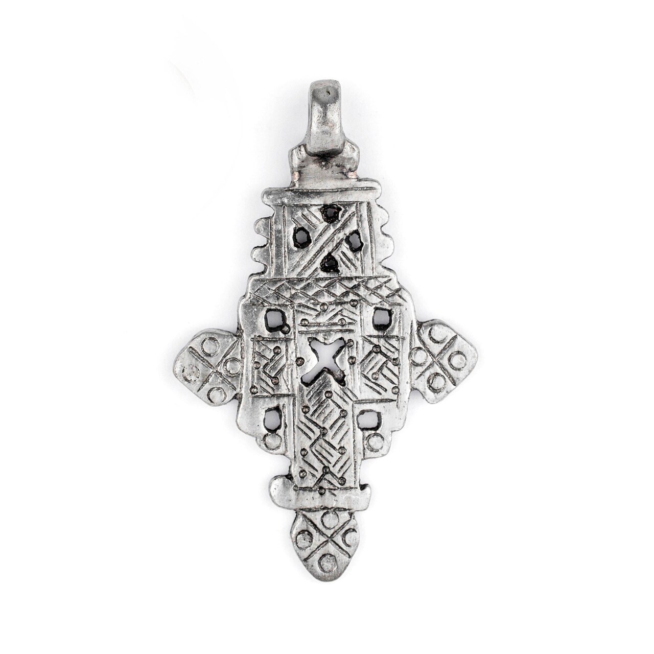 The Bead Chest Silver Ethiopian Coptic Cross Pendant, African Abyssinian Design, Orthodox Christian Pendant for Jewelry